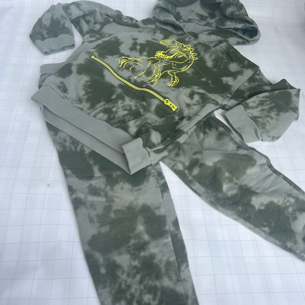Green Camouflage Dinosaur Hoodie Set